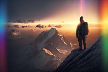 Obraz premium Digital illustration about climber on the mountain.