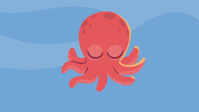 cute octopus animal character animation