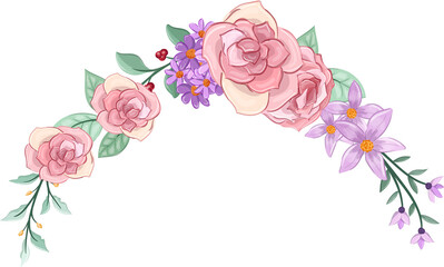 pink floral bouquet with watercolor