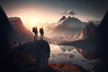 Fototapeta premium Digital illustration about climber on the mountain.