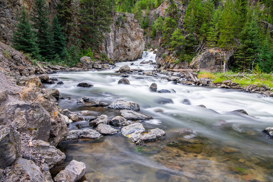 River flowing through Firehole Canyon in Yellowstone National Park