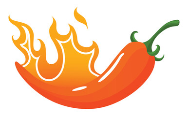 Spicy level. Hot chili pepper icon with flame and color rating of extra hot. Red level of pepper sauce or snack food