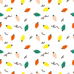 Vector winter seamless pattern with christmas lights. Merry Christmas and happy New Year. Christmas background. Winter wrapping.