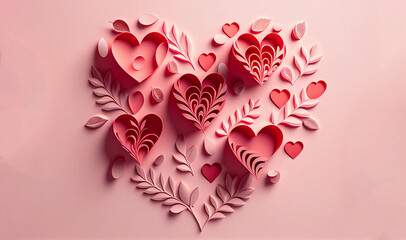 valentine background with hearts,  generative ai - obrazy, fototapety, plakaty