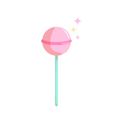 Cute pink lollipop. Vector illustration of y2k, 2000s, 1990s, 1980s graphic design. Comic element for sticker, poster, graphic tee print, bullet journal cover, card. Bright colors