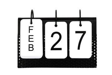 27th of February - date on the metal calendar