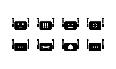 chatbot icon set. chat robot icon in black style - stock vector.