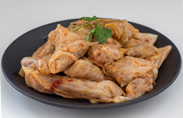 Lahana Sarma, Turkish traditional food,a boiled cabbage leaf that is formed into a roll with a stuffing of rice