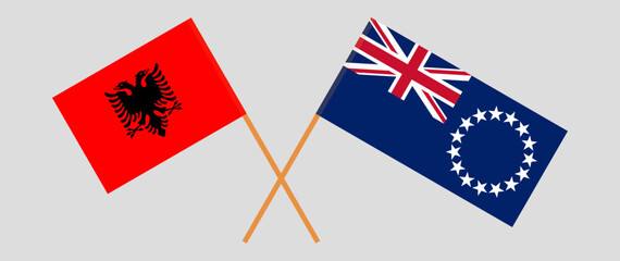 Crossed flags of Albania and Cook Islands. Official colors. Correct proportion