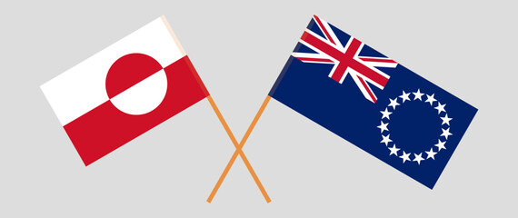 Crossed flags of Greenland and Cook Islands. Official colors. Correct proportion - obrazy, fototapety, plakaty