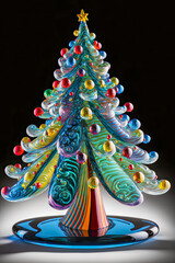 A colorful glass Christmas tree. Generative AI