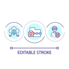 Prevent data breach loop concept icon. Avoid hacking attack. Cloud security. Database safety abstract idea thin line illustration. Isolated outline drawing. Editable stroke. Arial font used