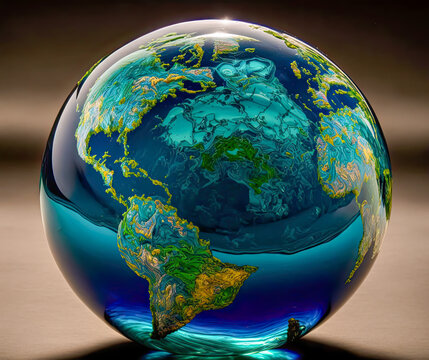 Earth as a glass ball. Generative AI