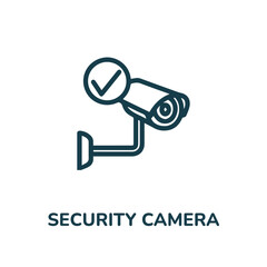 Obraz premium Security camera icon vector symbol. CCTV line version, outline vector