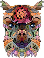 Zentangle stylized head alpaca. Hand drawn decorative vector illustration