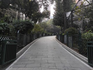 View of the Hong Kong Botanical Gardens and Zoology in the evening.