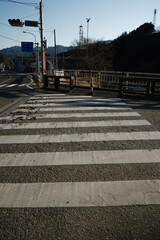 Fototapeta premium crosswalk at countryside in Minakami, Gunma | 午后の横断歩道・みなかみ