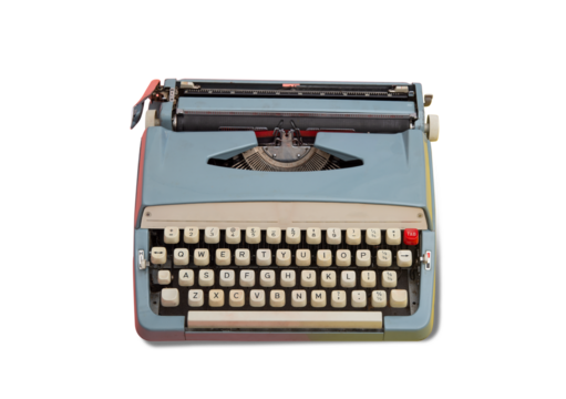 Vintage typewriter isolated on transparent no background cutout