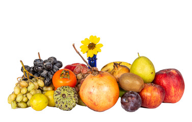 Naklejka na ściany i meble Isolated fresh and healthy fruits on no background transparent banner background