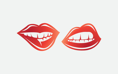 Sexy hot lips bite sign vector. Sexy lips icon and symbol design vector