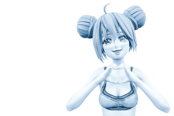 manga bikini girl in a white background