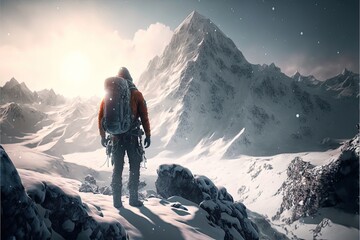 Obraz premium Digital illustration about climber on the mountain.