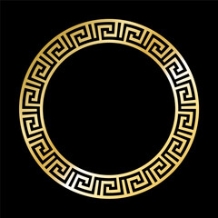 Greek Gold style border frame  circle frame with seamless vector illustration