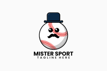 Flat modern template mister baseball logo concept vector illustration