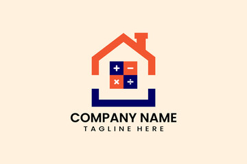 Flat Mathematics house logo template vector design illustration