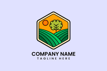 Flat tree Agriculture farm logo template vector illustration 