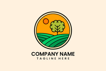 Flat tree Agriculture farm logo template vector illustration 