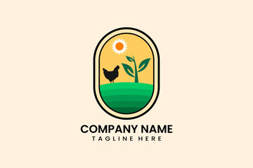 Flat chicken farm logo template vector illustration 