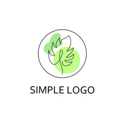 Monstera leaf line art logo design with minimalism style