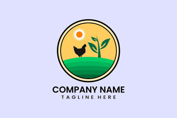 Flat chicken farm logo template vector illustration 