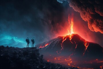 Obraz premium Digital illustration about climber on the mountain.