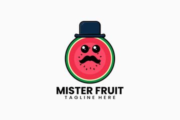 Flat modern template mister watermelon logo concept vector illustration
