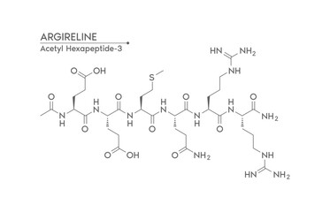 Argireline (Acetyl hexapeptide-3) structure isolated on white background. Medical science concepts. Vector EPS10.