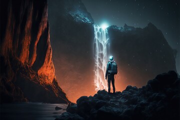 Obraz premium Digital illustration about climber on the mountain.