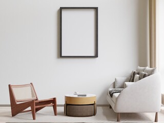 big white living room.interior design,white sofa,wooden table,carpet wall for mock up and copy space.