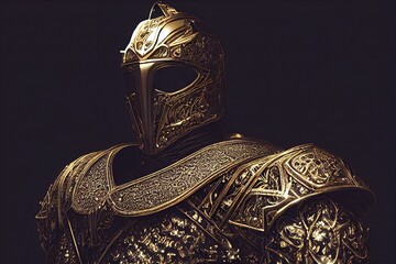 Knight in detailed sparkling armor 