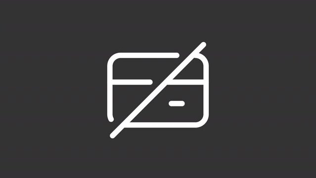 Animated reject white line ui icon. Decline payment. Failure. Seamless loop HD video with alpha channel on transparent background. Isolated user interface symbol motion graphic design for night mode