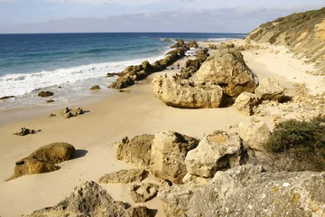 Cercles muraux Plage de Bolonia, Tarifa, Espagne La plage naturelle et sauvage de Bolonia longue de 4 kilomètre, située dans le parc naturel El Estrecho, à une vingtaine de kilomètres au nord de Tarifa, dans la province de Cadix, en Espagne