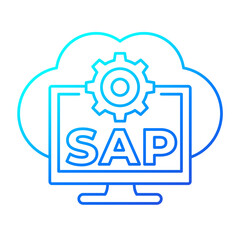 SAP, business cloud software line icon