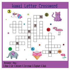 Obraz premium vector illustration of puzzle.Crossword game for kids, find the fruits name, puzzle game in Vector for Children Activity Book page. New style layout of Crossword game page for kids.