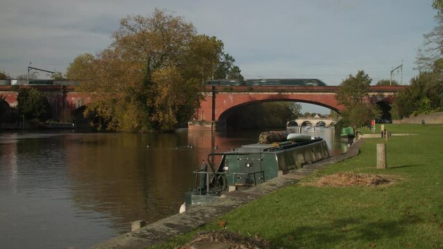 Train Crossing The River Thames on Brunel&rsquo;s Railway Bridge Maidenhead, Berkshire, England, United Kingdom