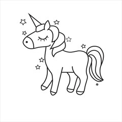 Cartoon Coloring Page - cute unicorn with wings