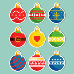 Colorful Christmas Balls Flat Illustration. Christmas Ornament
