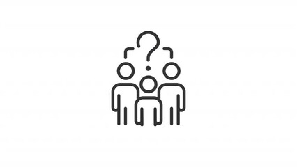 Animated common question linear icon. Community problems. Engaging citizens. Social issue. Seamless loop HD video with alpha channel on transparent background. Outline motion graphic animation