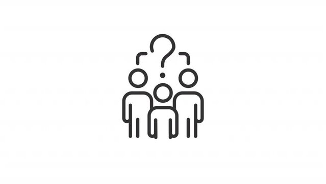 Animated common question linear icon. Community problems. Engaging citizens. Social issue. Seamless loop HD video with alpha channel on transparent background. Outline motion graphic animation