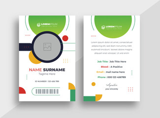 Simple and Clean ID Card Design Template, Modern Id Card Design Template, Office Id card